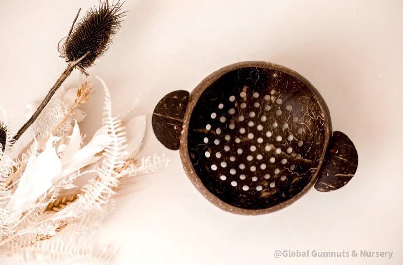 Bowl Water Scoop | Holes in a Bucket | Kids Colander | Mud Kitchen Tools | Coconut