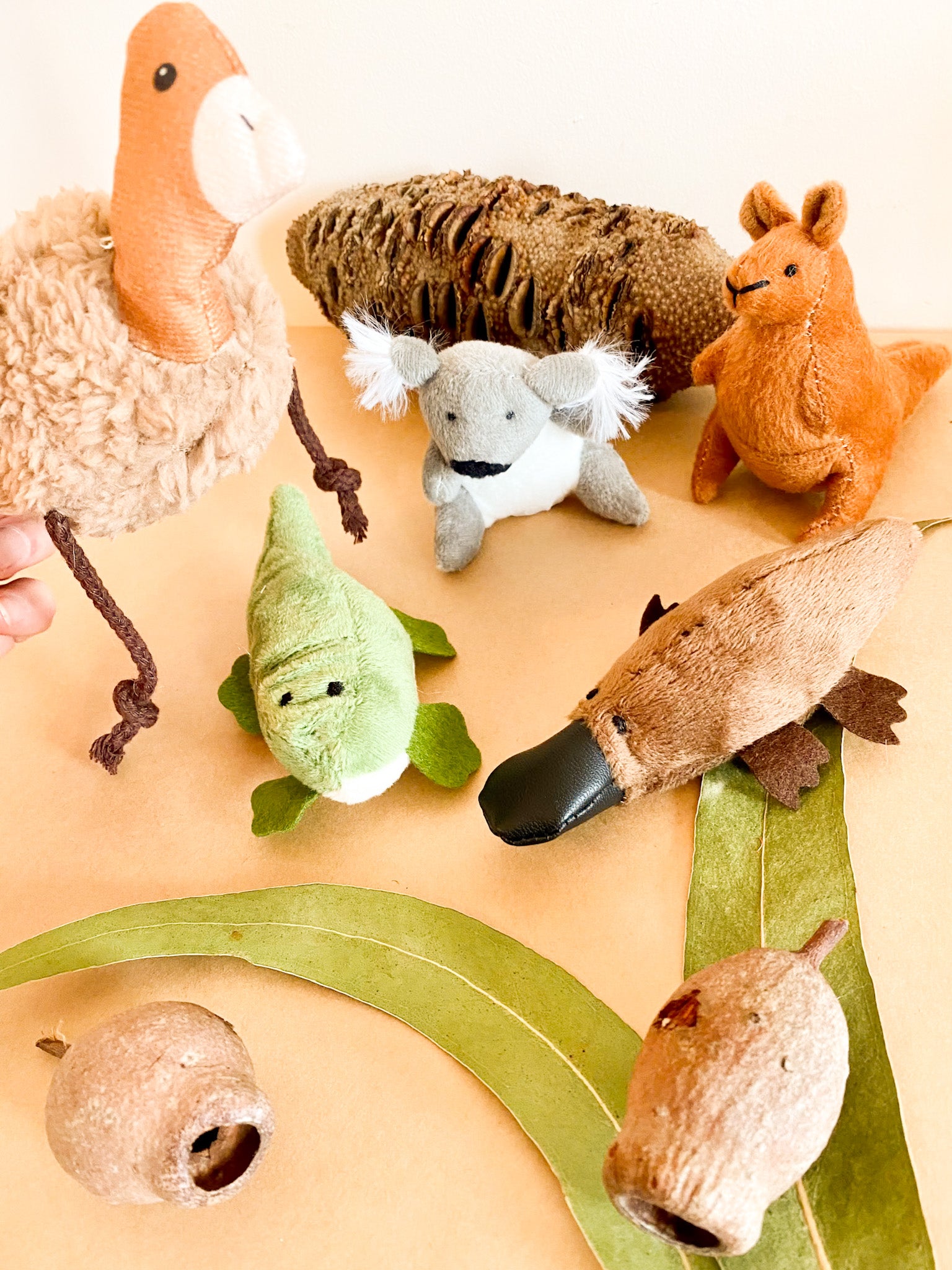 Marionetas de dedo de animales de terciopelo australiano (juego de 5)