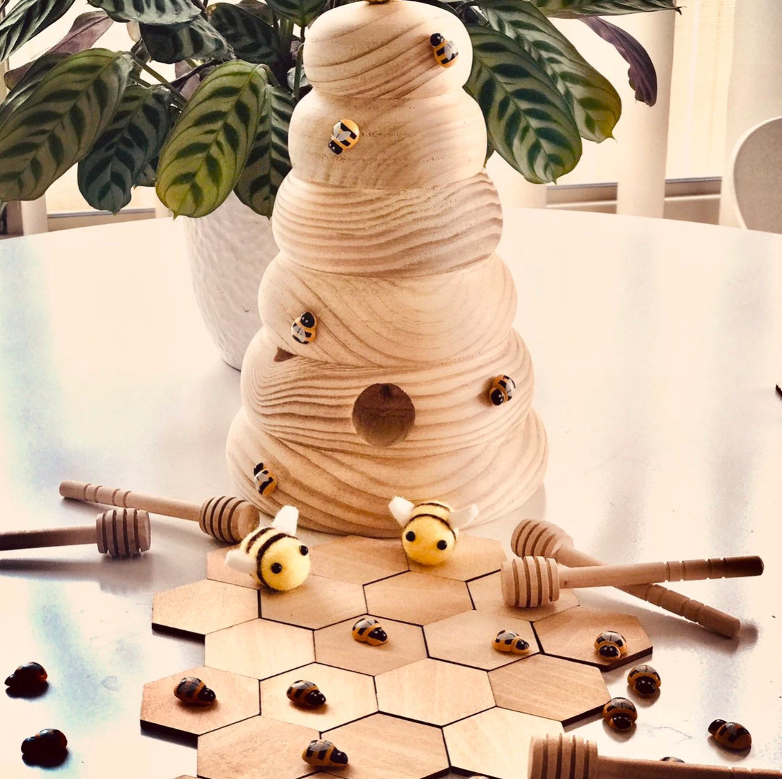 5 x 5cm Discs ~ Wooden Hexagonal Tiles (Honeycomb Shapes)