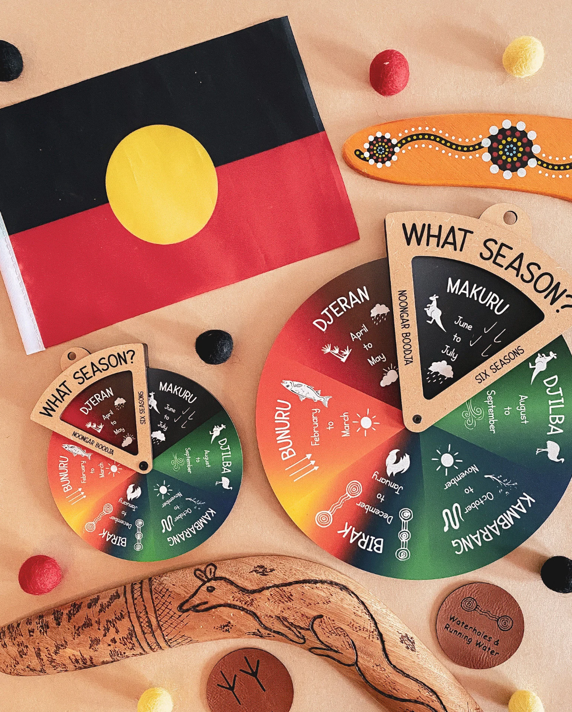 Cadran et fenêtre de visualisation en bois Noongar 6 saisons | Aborigène | Indigène