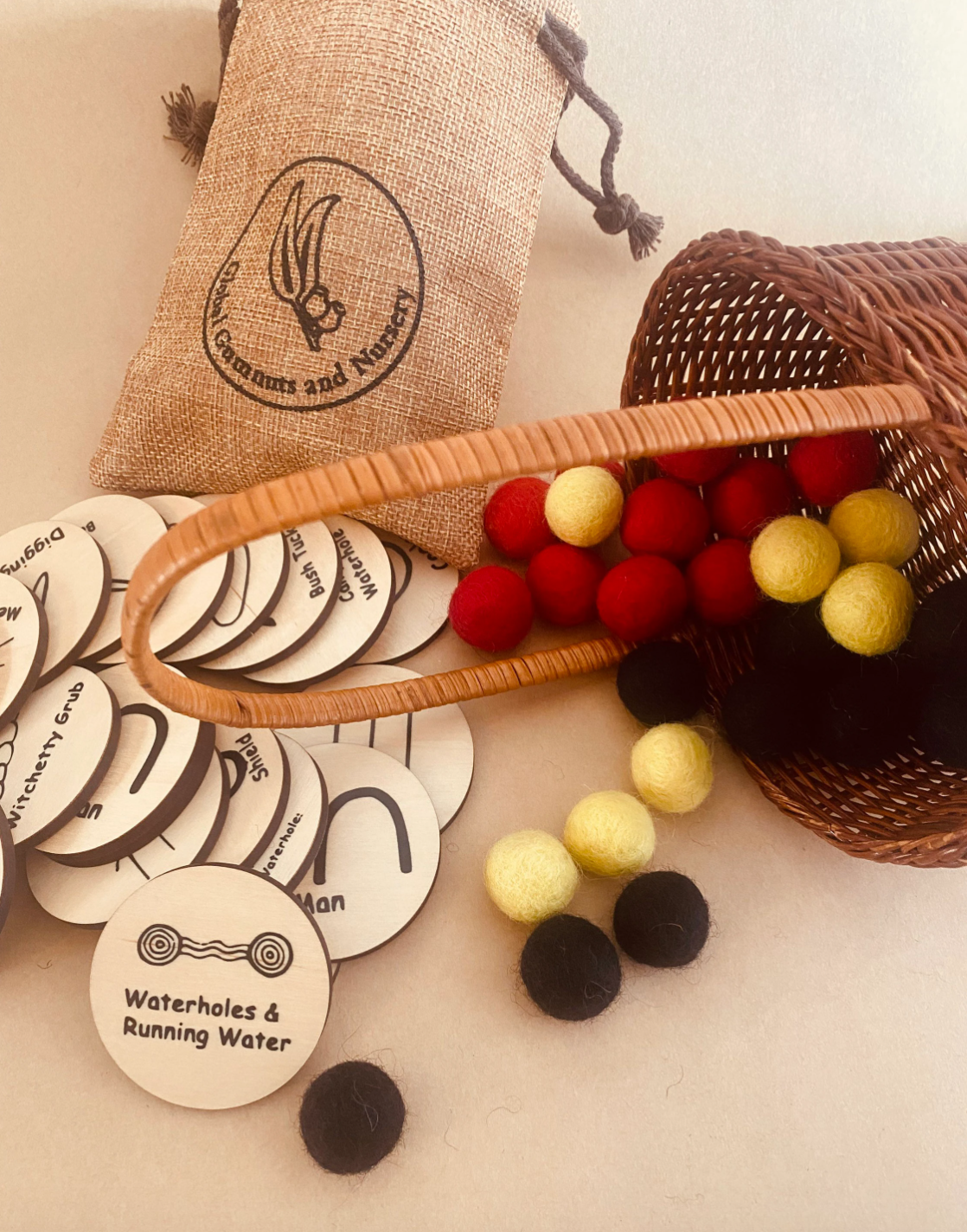 Boules de feutre à thème aborigène