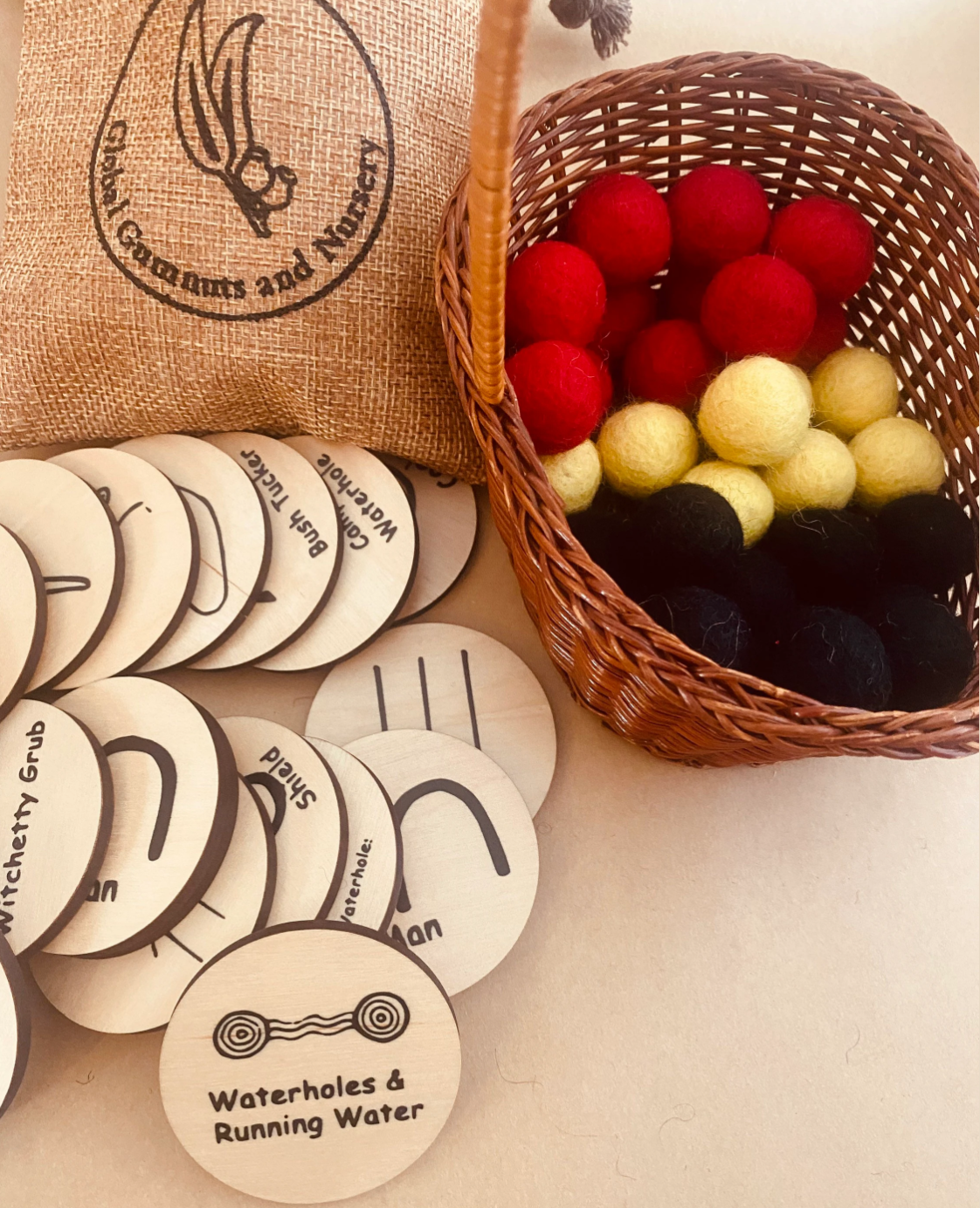 Boules de feutre à thème aborigène