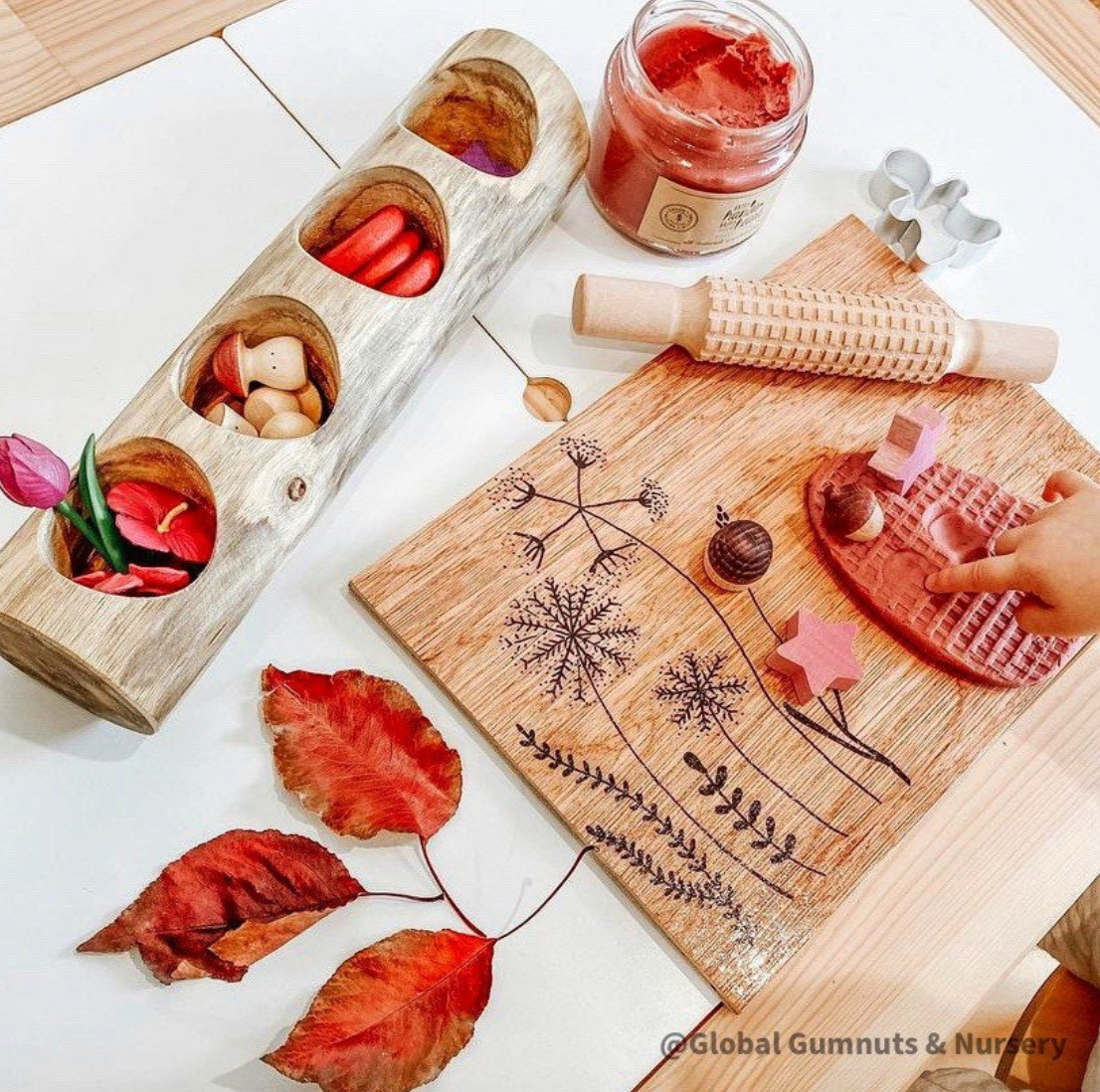 Rouleau à pâtisserie en bois uni et à motifs naturels