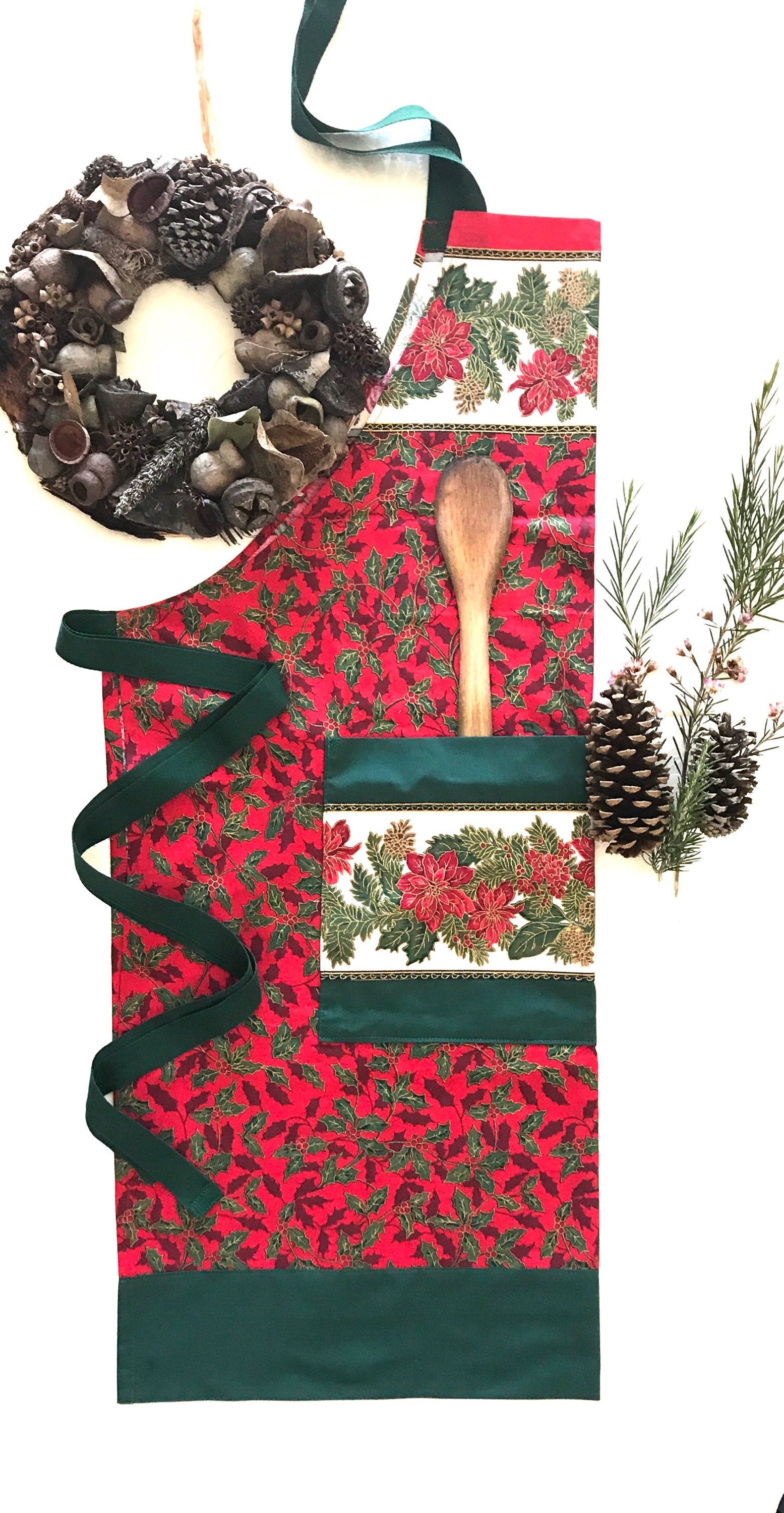 Christmas Aprons – Chef Edition: Festive aprons for kitchen or daycare use during holidays.