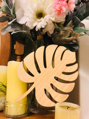 Handcrafted Monstera Leaf Decor: Wooden monstera leaf for natural home decor.