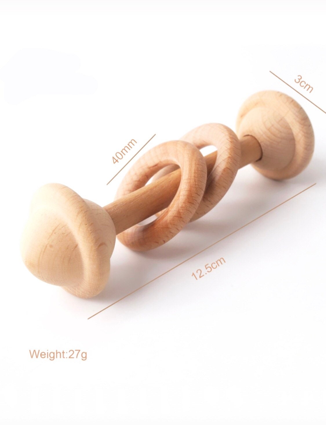 Natural baby rattle, a beautifully crafted, eco-friendly toy for little ones.