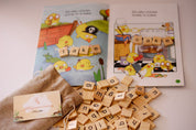 100 Lowercase Tiles: Wooden lowercase letter tiles for learning and activities.
