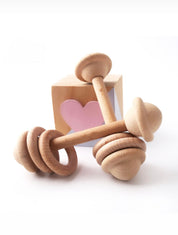 Natural baby rattle, a beautifully crafted, eco-friendly toy for little ones.