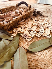 Wooden Number Tiles – 100 Pieces: Educational tool with 100 wooden number tiles, great for counting, math games, and early learning activities.
