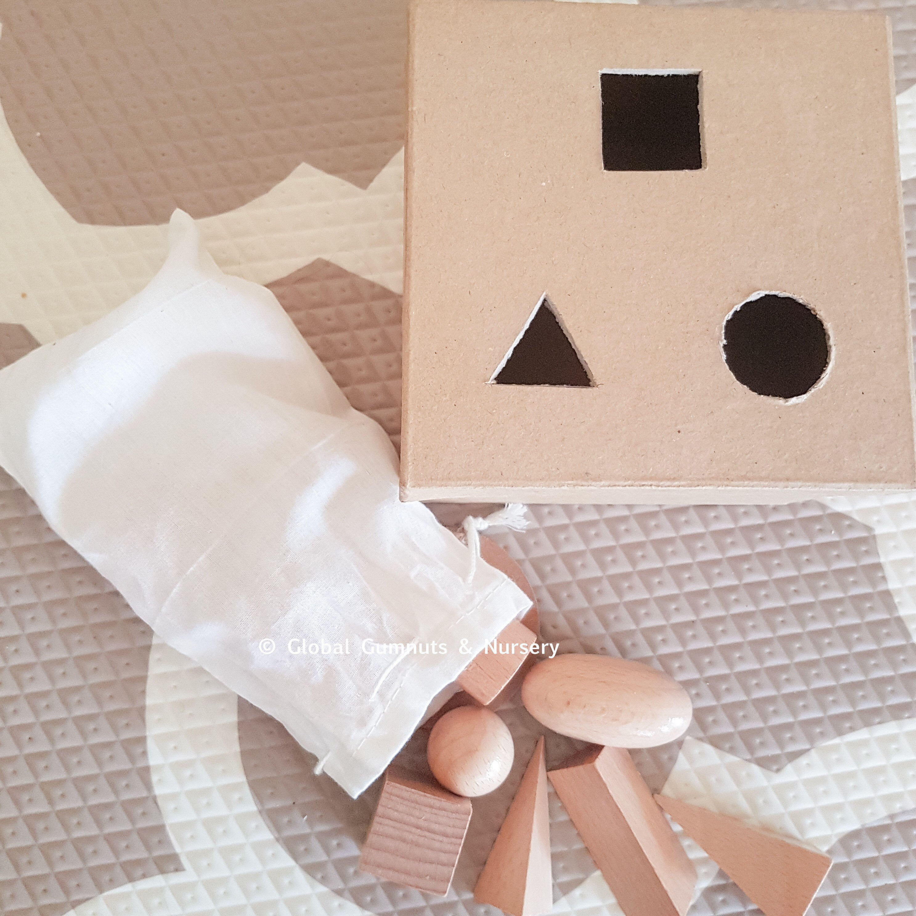 Set of 10 geometric wooden 3D solids, ideal for teaching shapes, math, or STEM learning.