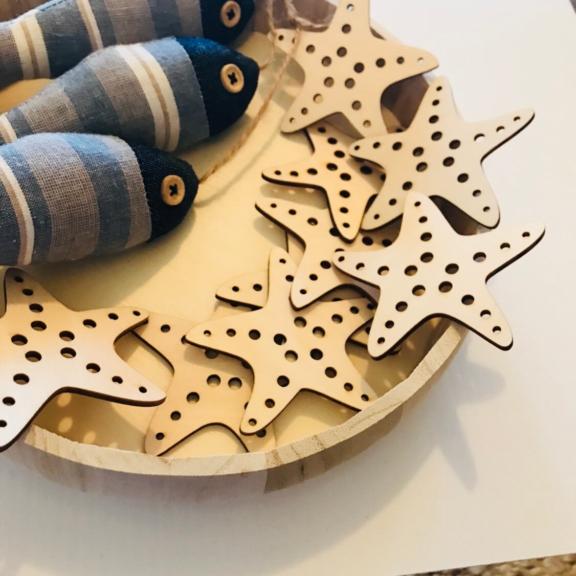 Starfish wooden sets, a beach-themed addition to decor or play.