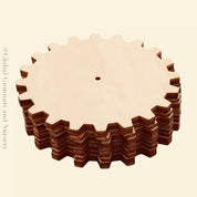 10cm wooden cog tiles in gear shapes, ideal for crafts, educational STEM projects, or rustic decor.