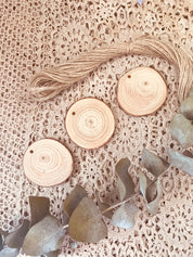 Wood Slices with Drilled Hole: Natural wood slices with pre-drilled holes, great for crafts, ornaments, or rustic wedding decorations.