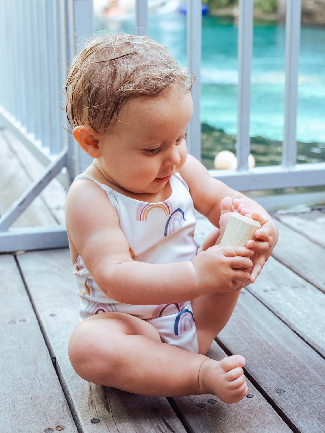 Natural cylindrical shaker, a single piece for rhythmic play or musical exploration.