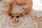 Half-moon tambourine, a delightful kids' musical instrument for rhythm fun and creativity.