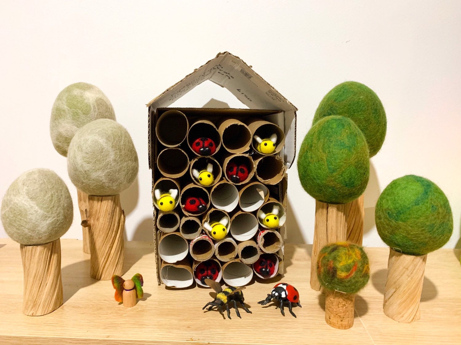 Adorable felt bees, perfect for kids' playtime, imaginative crafts, or buzzing into charming decor projects.