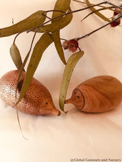 Handmade Wooden Echidna: Natural wooden echidna figure for decoration or play.