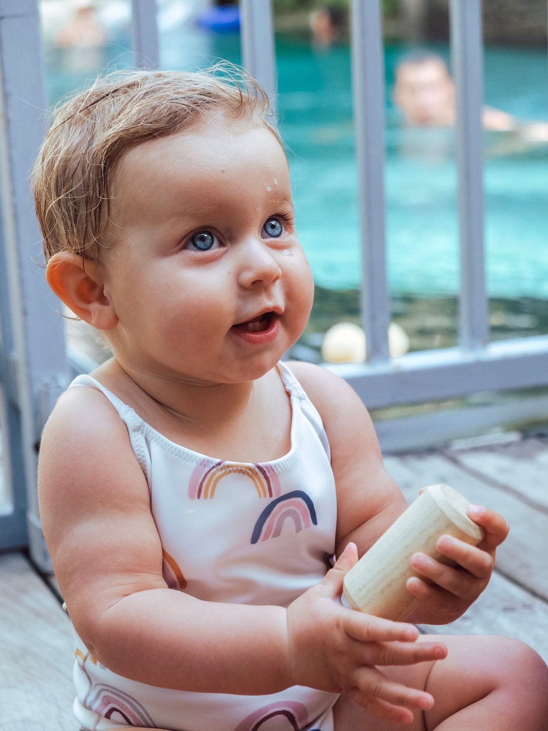 Natural cylindrical shaker, a single piece for rhythmic play or musical exploration.