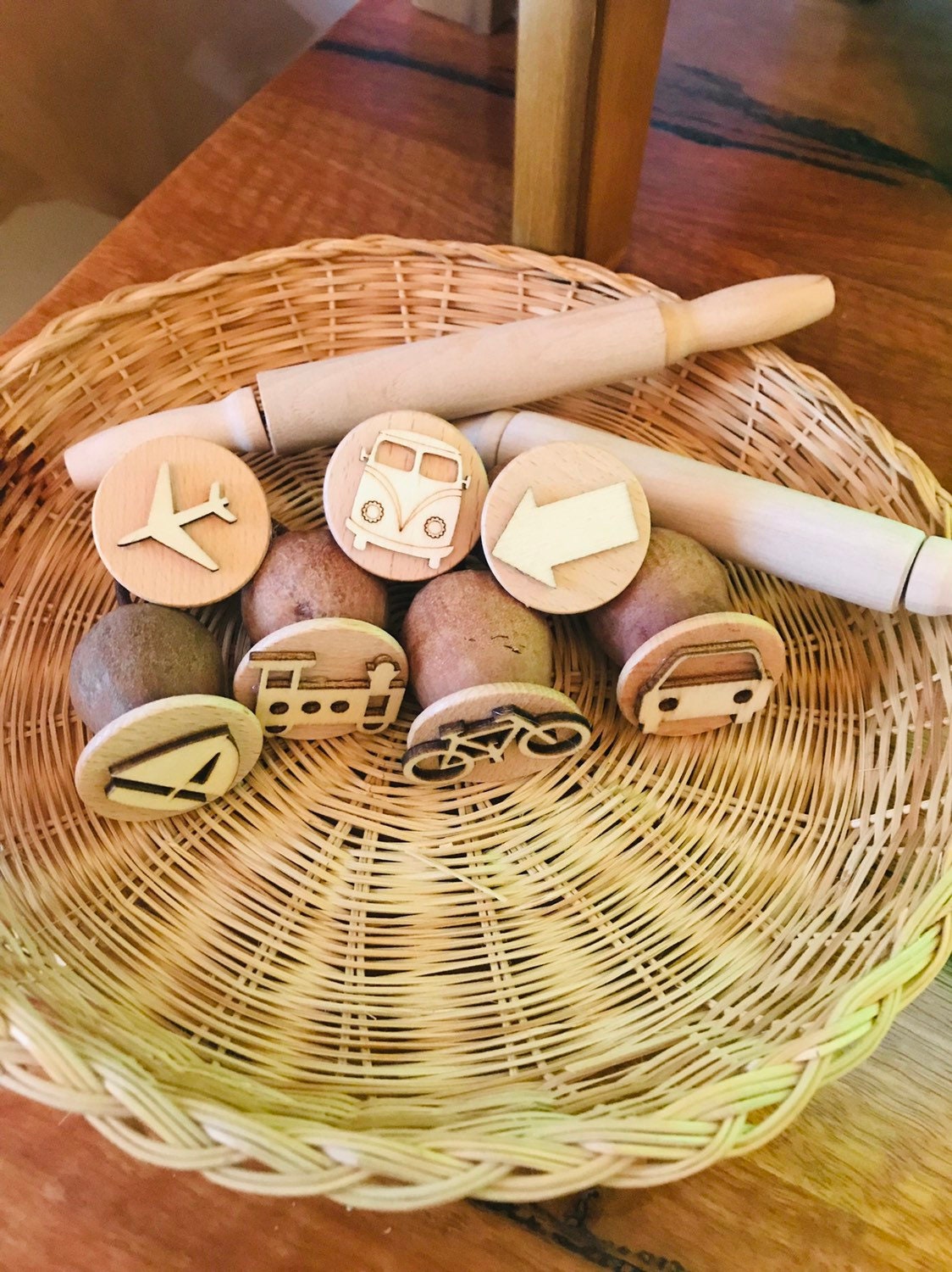 Transport Gumnut Stamps: Seven-piece stamp set featuring transportation-themed designs.