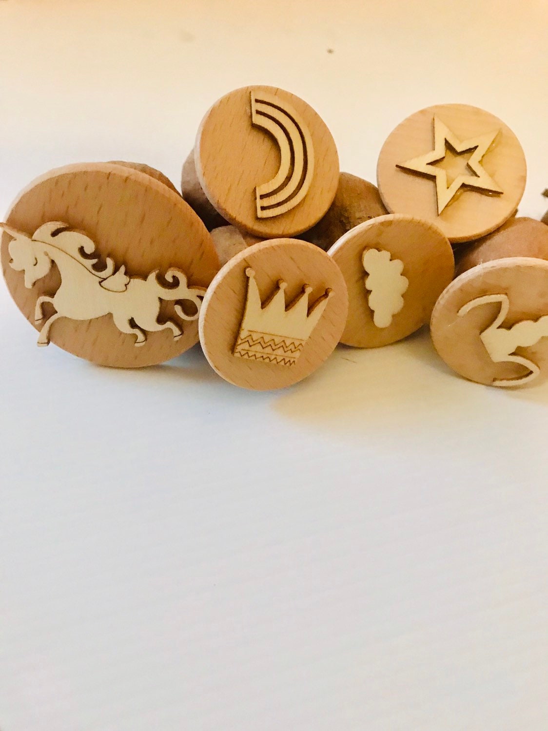 Unicorn Adventures Gumnut Stamps: Eight-piece unicorn-themed stamp set.