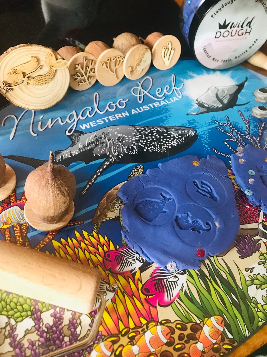 Mermaid Set Gumnut Stamps: Seven-piece mermaid-themed nature stamp set.