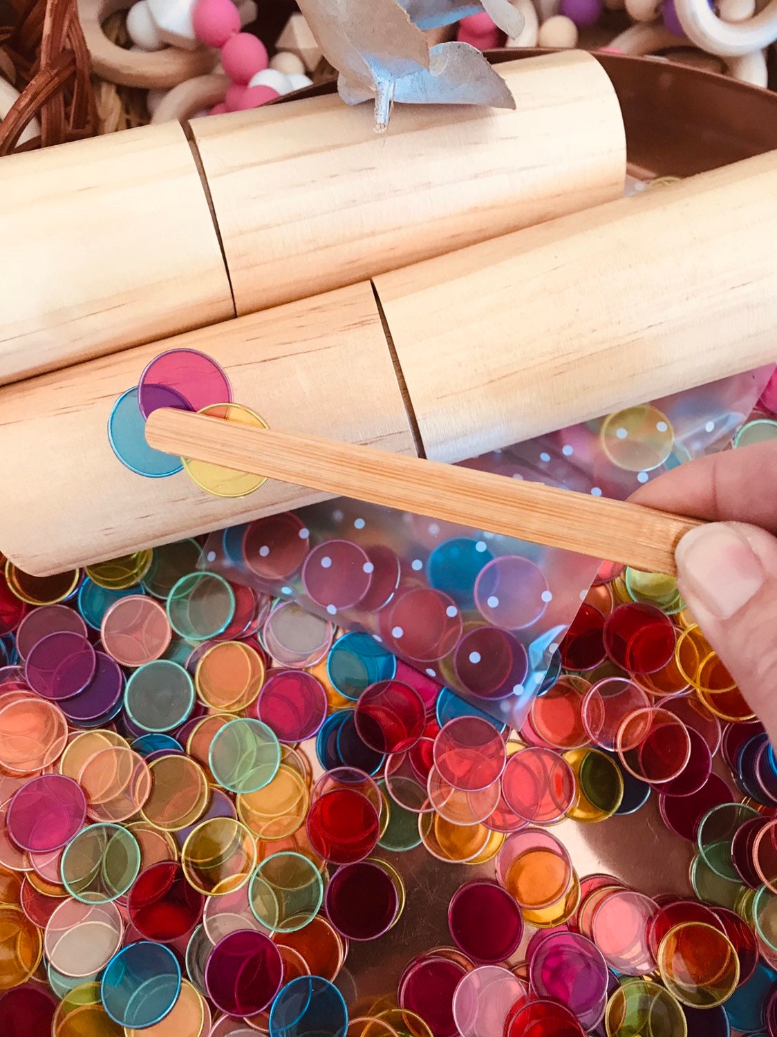 wooden baby tongs: early learning tongs for developing fine motor skills.