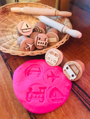 Transport Gumnut Stamps: Seven-piece stamp set featuring transportation-themed designs.