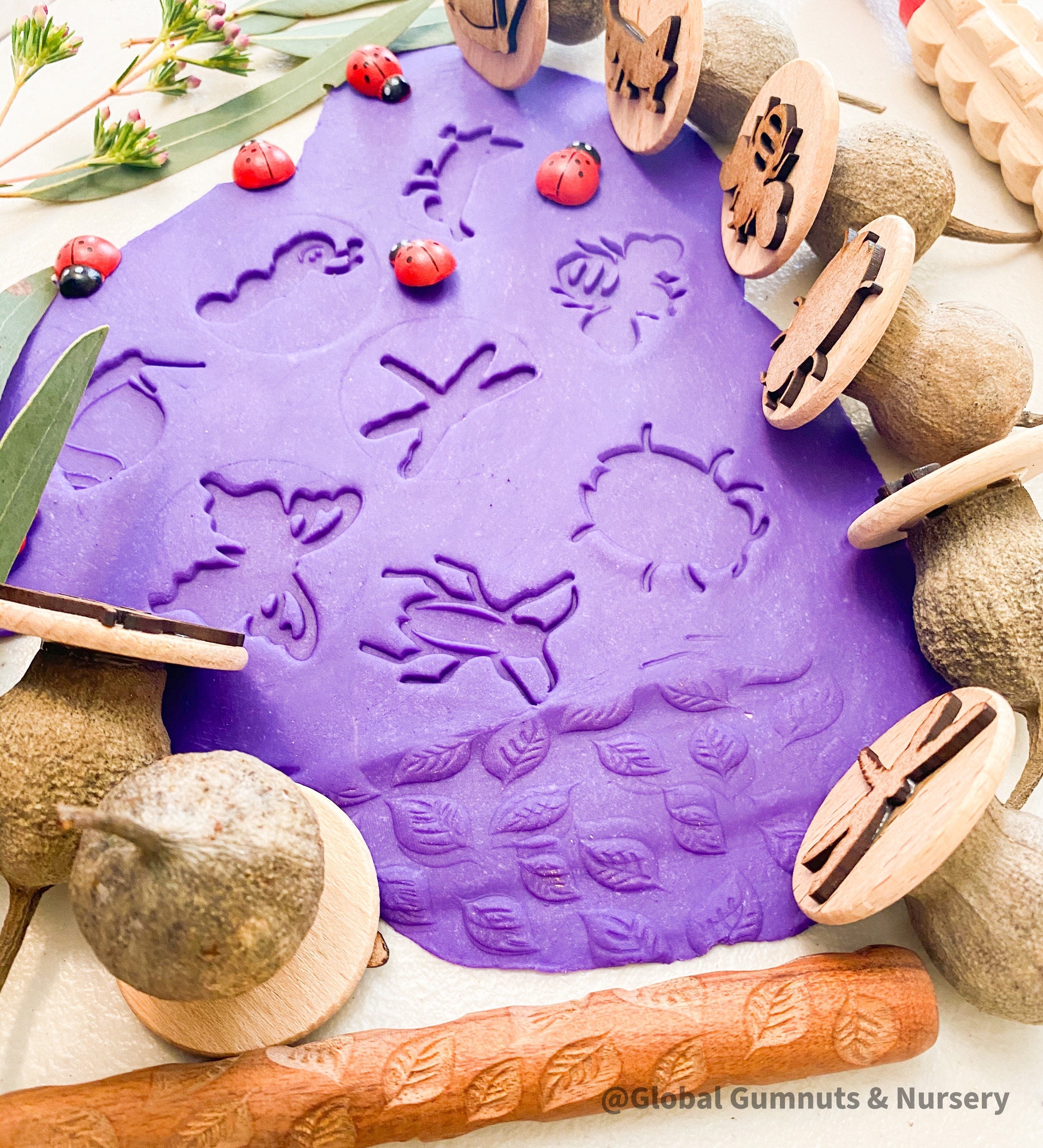 Insects and Bugs Gumnut Stamps: Set of eight nature stamps featuring insects and bugs.