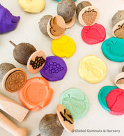 Fruit Salad Stamp Collection: Eight-piece gumnut stamp set with fruit designs.