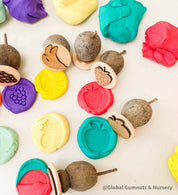 Fruit Salad Stamp Collection: Eight-piece gumnut stamp set with fruit designs.