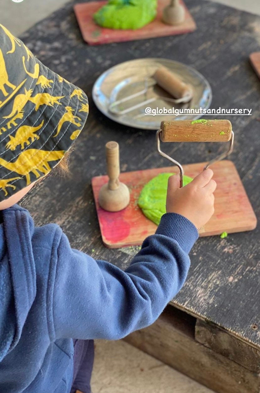 Play Dough Rolling Pin: Wooden roller for sensory tools and play.