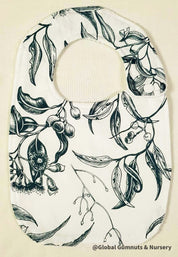 Gum Leaves & Gumnuts Bib: Luxury bib inspired by Australian flora.