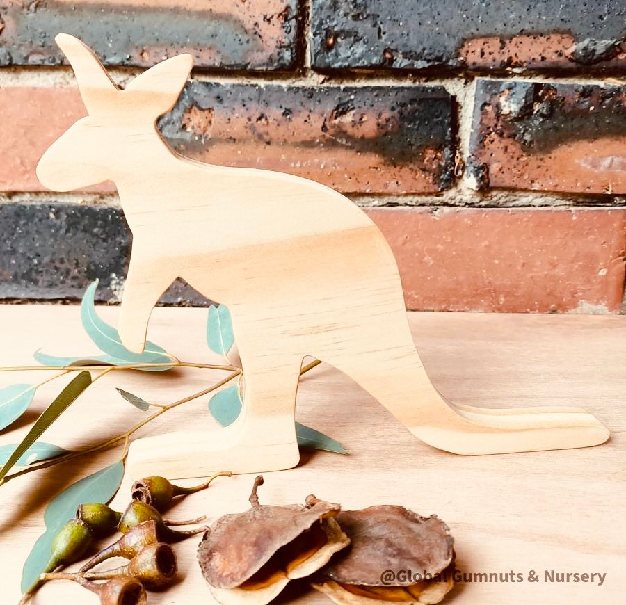 Set of six large Australian wooden animals, perfect for imaginative play or display.