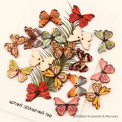 Set of 10 or 20 colorful wooden butterflies, perfect for crafts, decorations, or vibrant small-world play.