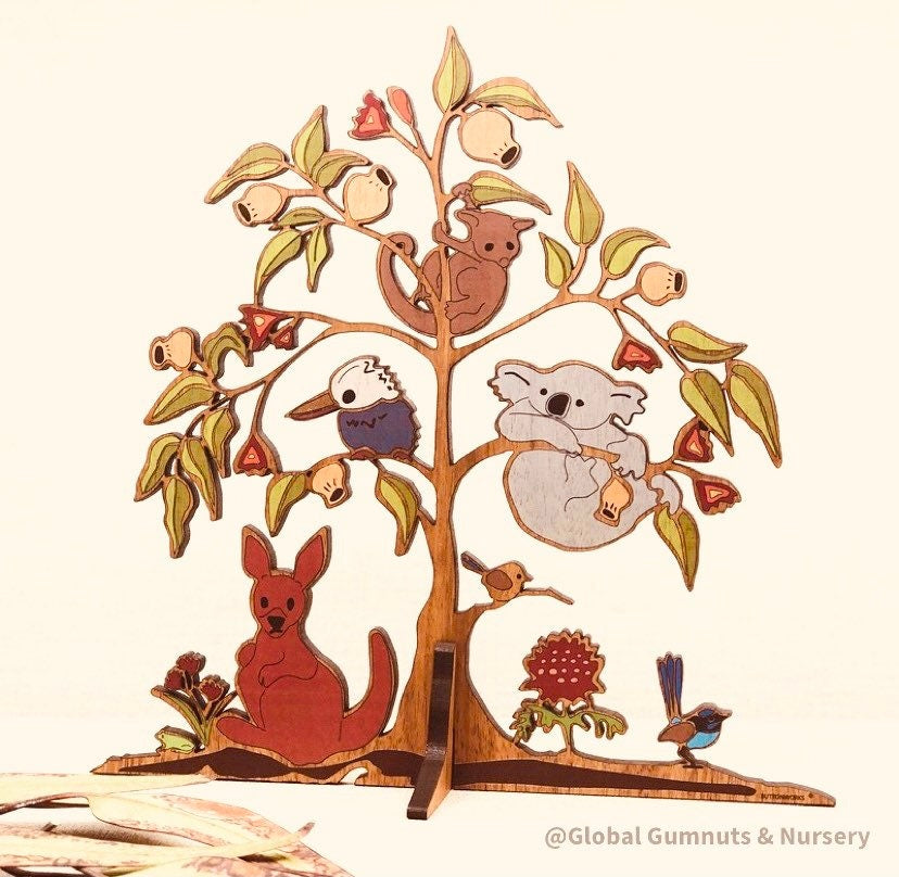 3D gumtree scene featuring a quintessential Australian landscape. Beautifully crafted for decor or imaginative play.