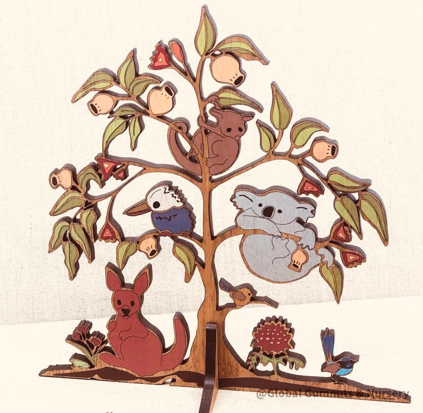 3D gumtree scene featuring a quintessential Australian landscape. Beautifully crafted for decor or imaginative play.