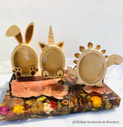 Bunny Rabbit Easter Egg Drops Piggy Bank: Rabbit-themed money box perfect for Easter gifts.