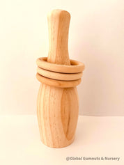 Natural Wooden Bowling Pin Set: Handmade in Western Australia, ideal for ring toss games.