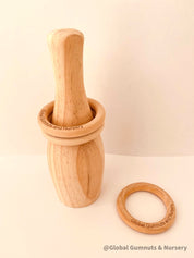 Natural Wooden Bowling Pin Set: Handmade in Western Australia, ideal for ring toss games.