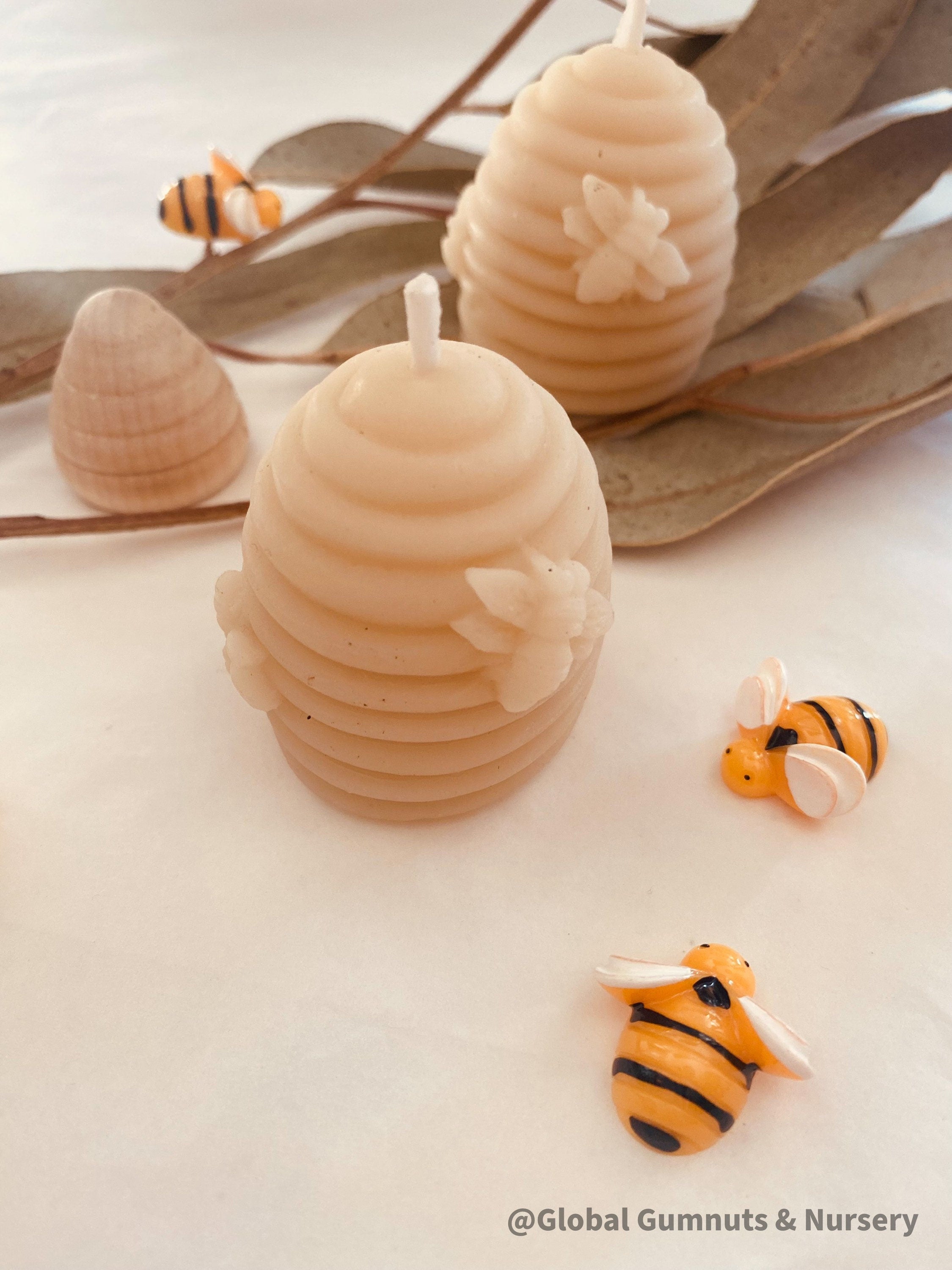 Natural beeswax candles, combining eco-friendly elegance with a warm glow.