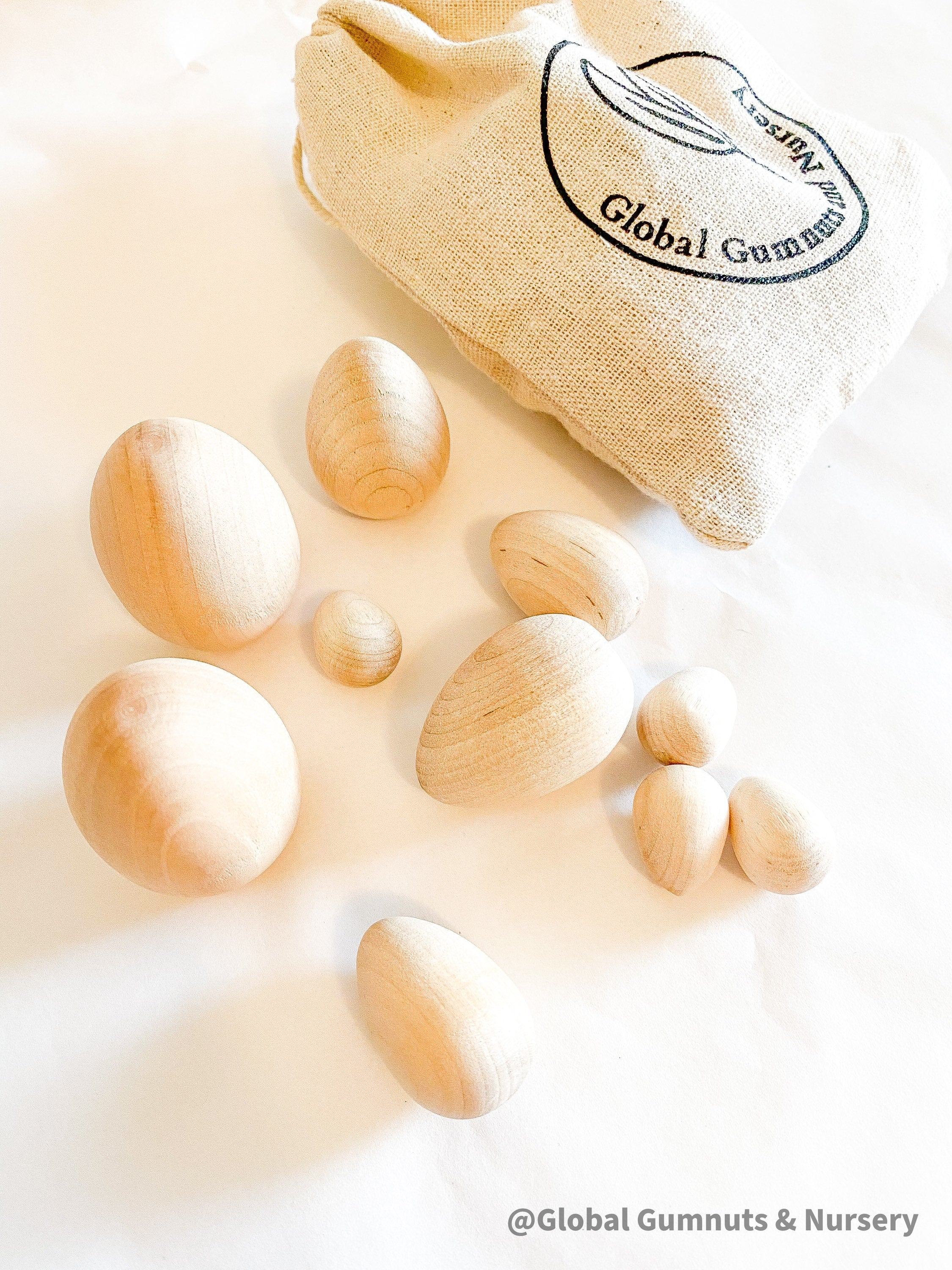 Easter Gift Set: 10 handcrafted wooden eggs for Easter festivities.
