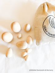 easter gift set: 10 handcrafted wooden eggs for easter festivities.
