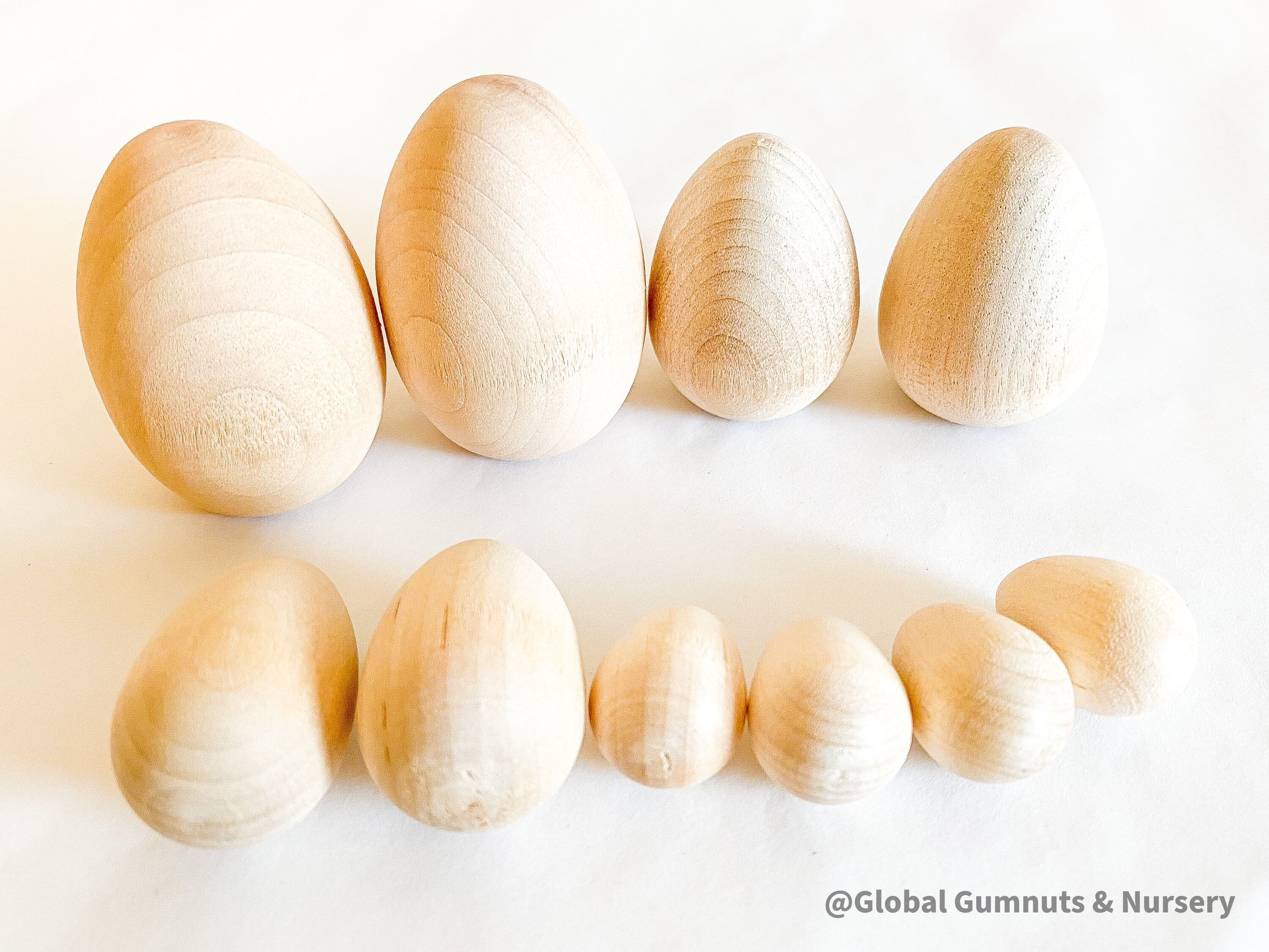 Easter Gift Set: 10 handcrafted wooden eggs for Easter festivities.