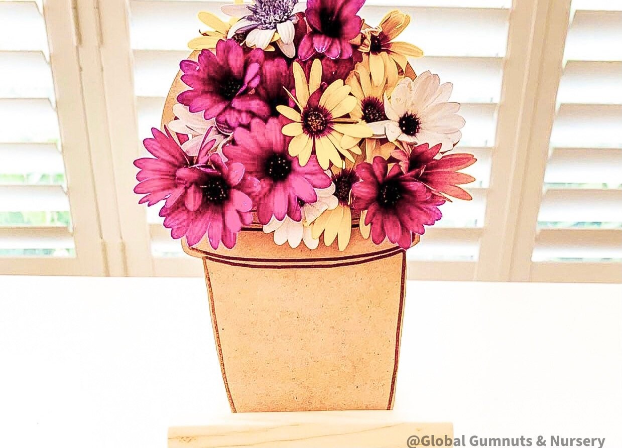 Natural wooden flower crafts, designed for little nature lovers to create their own flower pots.