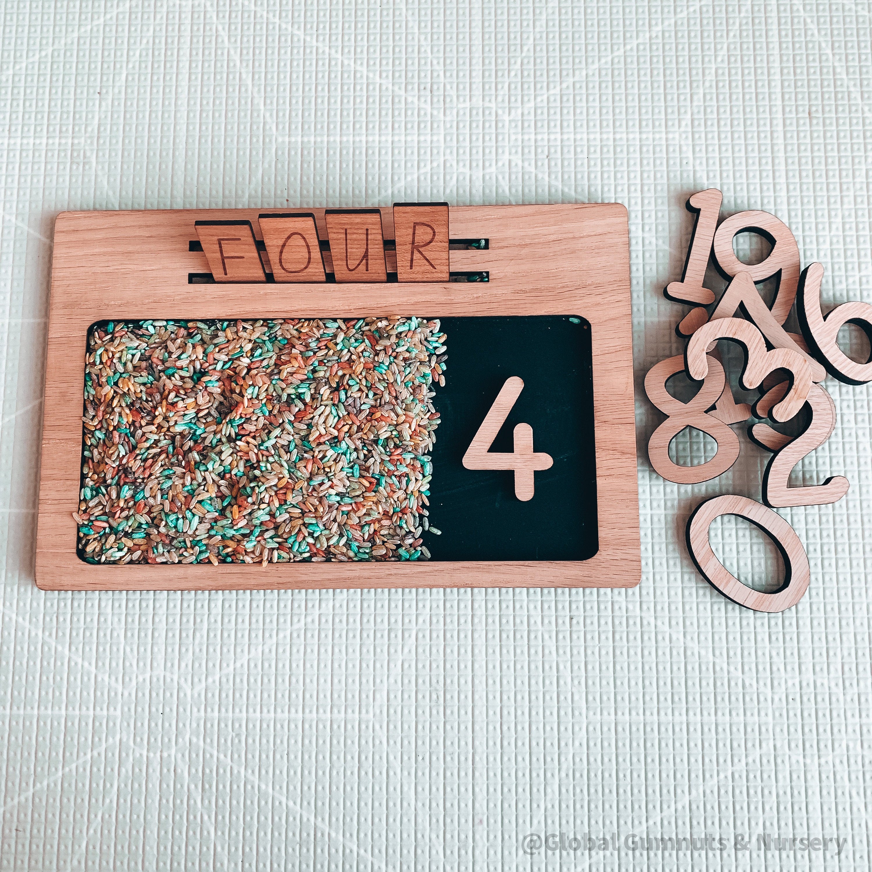 Chunky wooden numbers, 10-piece set for fun number learning, Montessori activities, or creative play.