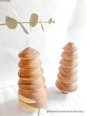 Marijke’s Wooden Forest Trees: Handcrafted wooden Christmas trees.
