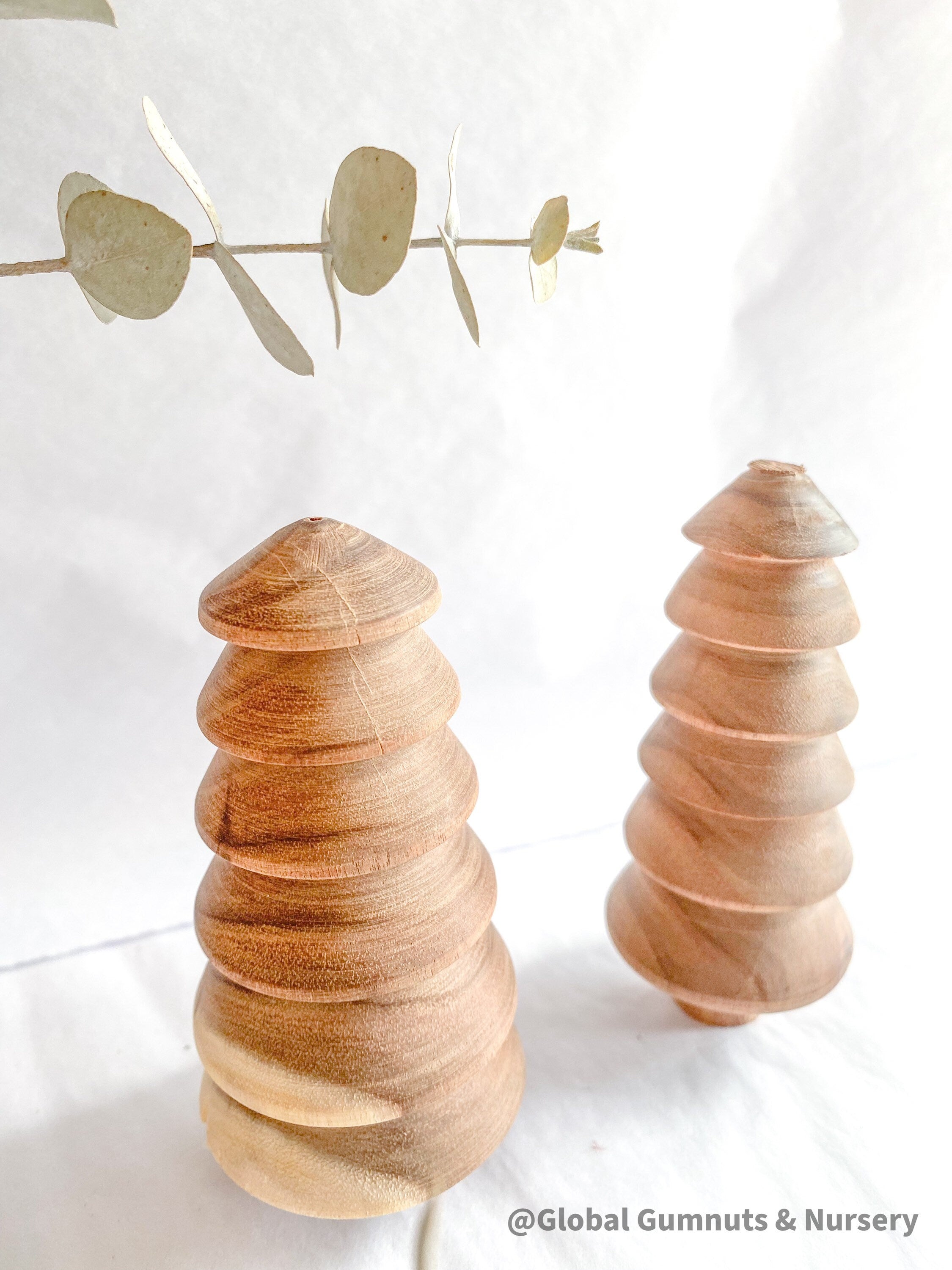 Marijke’s Wooden Forest Trees: Handcrafted wooden Christmas trees.
