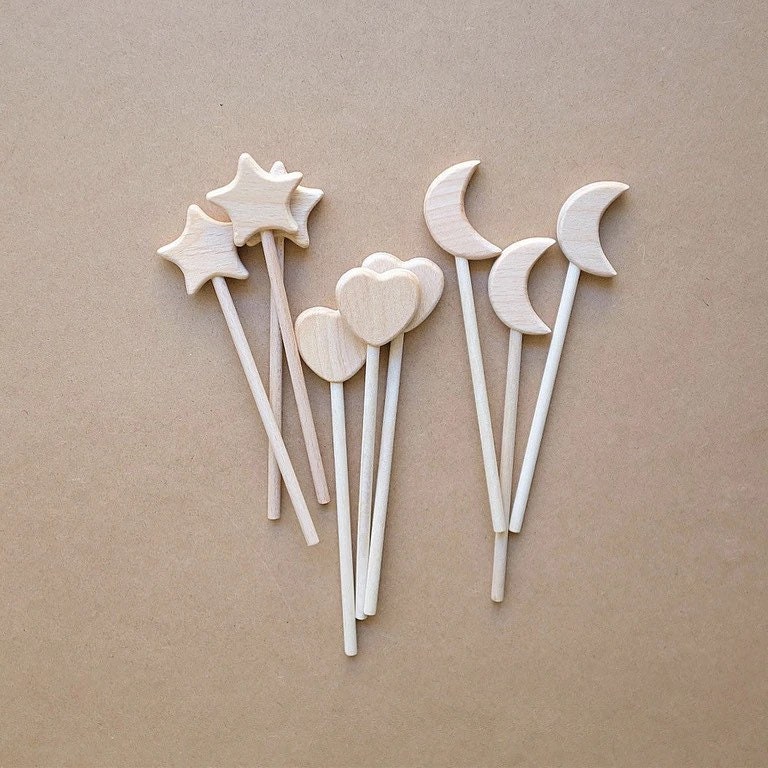 Wooden Heart Wands or Cake Topper: Perfect for princess-themed events or as charming cake toppers, these wands delight kids and adults alike.