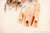 Bamboo Scoops (Set of 3): Set of three large bamboo scoops for sensory activities.