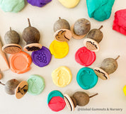 Fruit Salad Stamp Collection: Eight-piece gumnut stamp set with fruit designs.